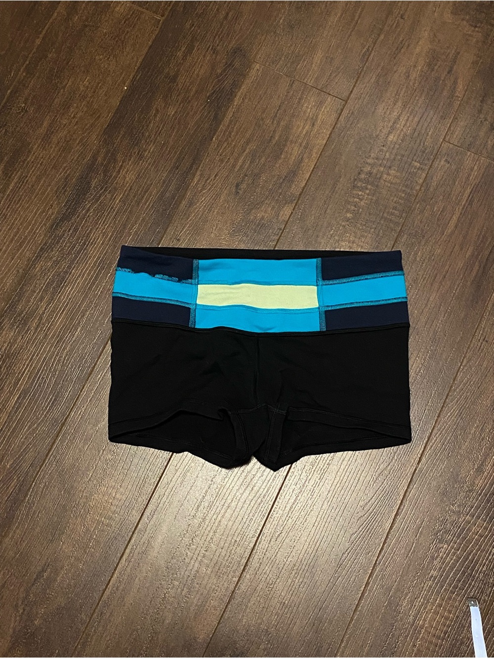lululemon athletica Black Athletic Shorts with Waist Colour Block Panel